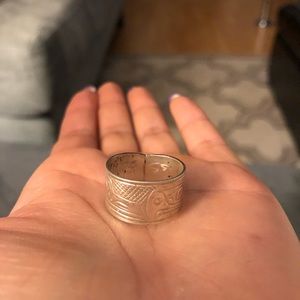 Silver ring with indigenous art